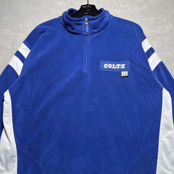 NFL Indianapolis Colts Fleece 1/4 Zip Blue Pullover Sweater Coldgear Men’s Large - Picture 3 of 11